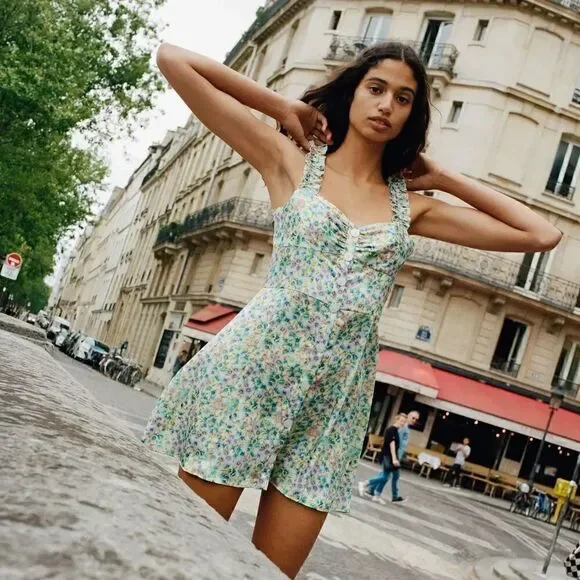 ZARA FLORAL SATIN EFFECT PRINT DRESS - Picture 13 of 14